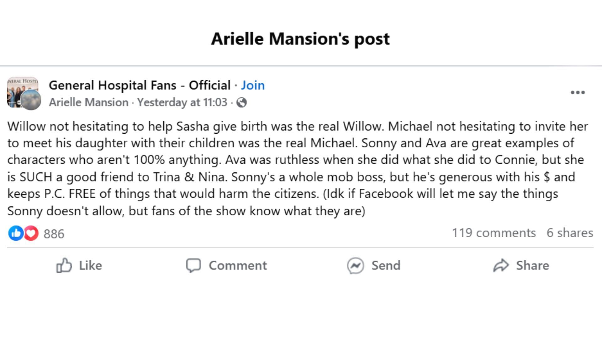 The Original Post by the fan (Image via Facebook/ @Arielle Mansion)